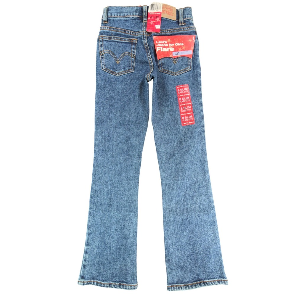 Levi's 517‎ Flare Jeans Girls 8 Slim Vintage Y2K Low Rise Blue Denim